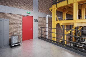 Defender Soundguard steel door in an industrial building