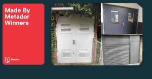 Various doors with a red box with white text saying "made by metador winners"