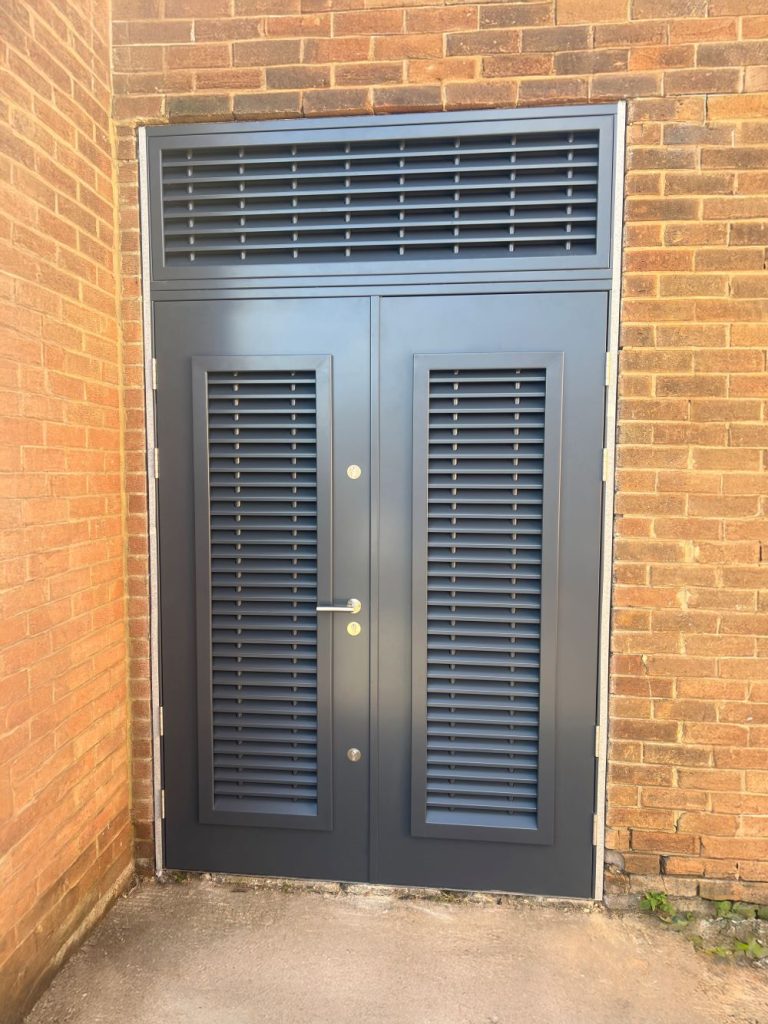 Made by Metador winner September 2025. Metador Defender Safeguard louvred double steel doorset featured louvre over panel for Middlesbrough Council