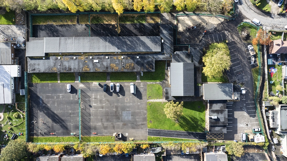 An ariel overhead image of High Well School, featured in Metador steel doorset case study